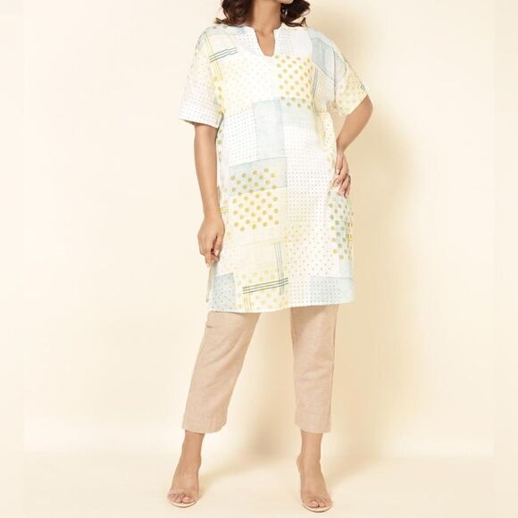 Fabindia Women’s Cotton Half Sleeves Shirt/Tunic in the Size Medium in Navy - Picture 10 of 10